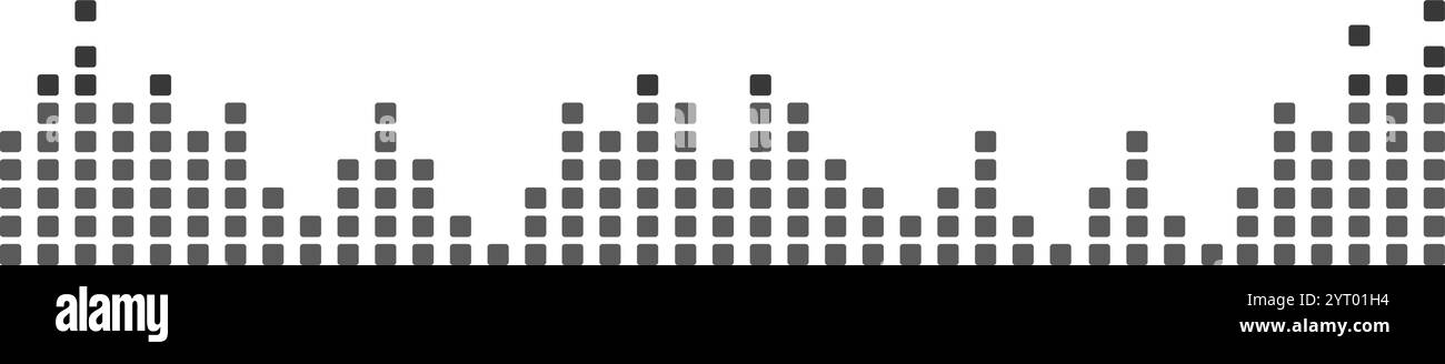 Creazione di una rappresentazione astratta di onde musicali, frequenze del segnale radio e visualizzazioni vocali digitali, formando un insieme di vettori dell'equalizzatore di sintonizzazione Illustrazione Vettoriale