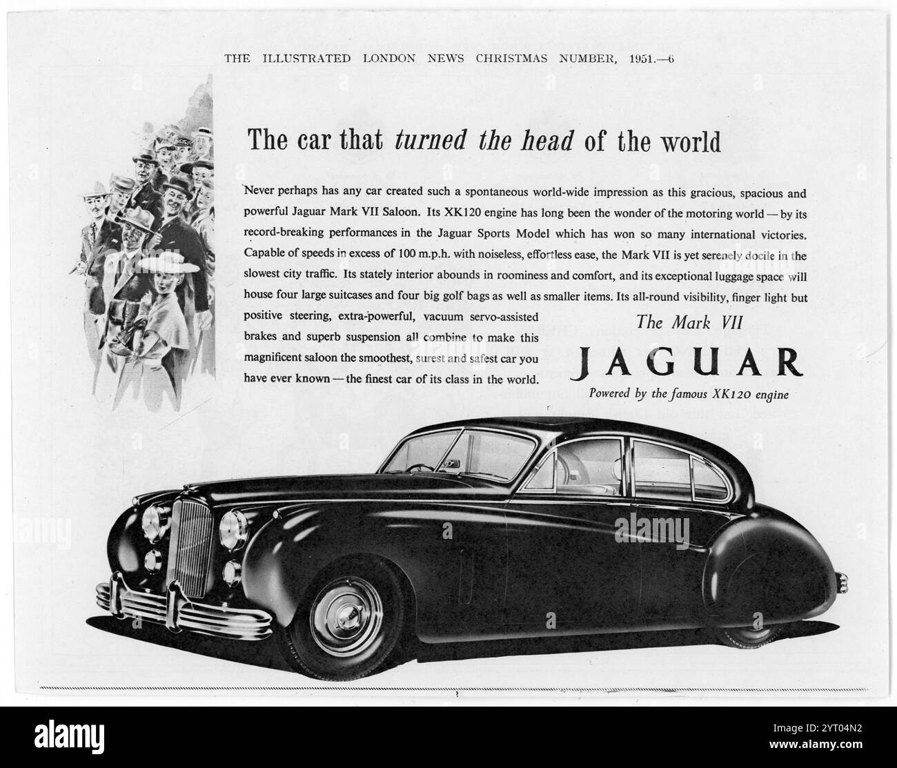 Annuncio stampa per Jaguar Motor Car giugno 1951 immagine di Henshaw Archive Foto Stock