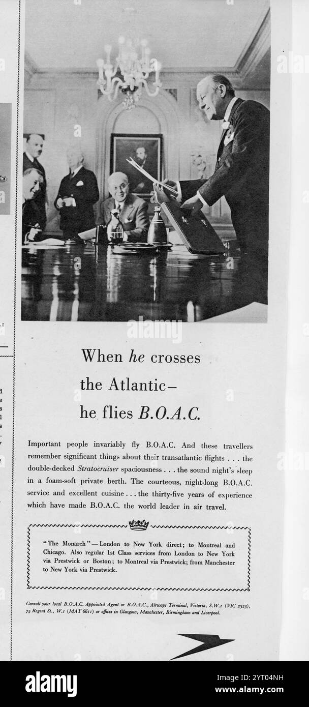 Comunicato stampa per BOAC Airline da Londra a New York maggio 1954 raffigurante una sala riunioni immagine dell'Henshaw Archive Foto Stock