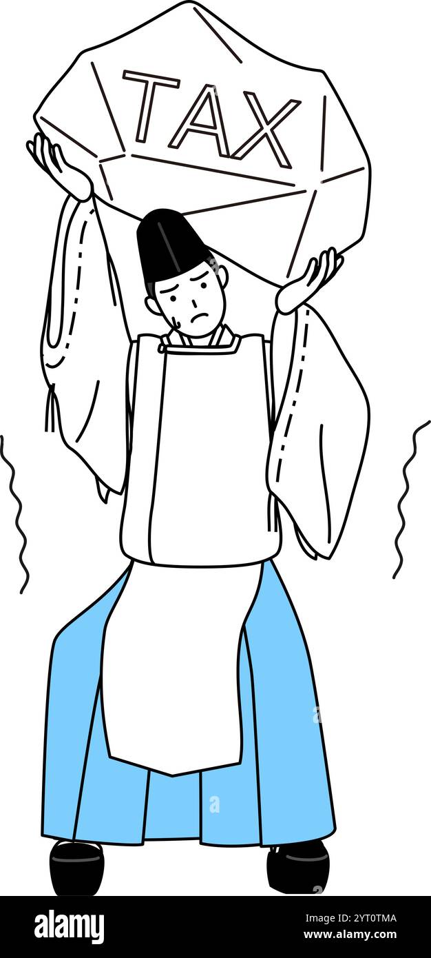 Sacerdote del santuario, con indosso un Eboshi e Kariginu, che soffre di aumenti delle tasse, illustrazione vettoriale Illustrazione Vettoriale