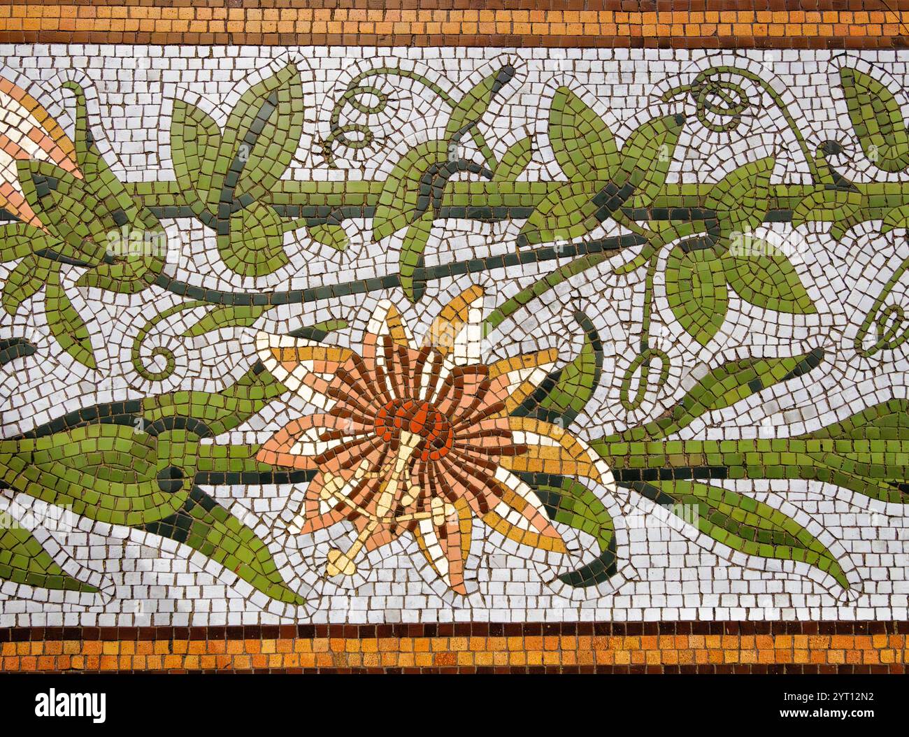Pavimento piastrellato a mosaico con disegno Passionflower nella Cattedrale metropolitana di Buenos Aires Argentina Foto Stock