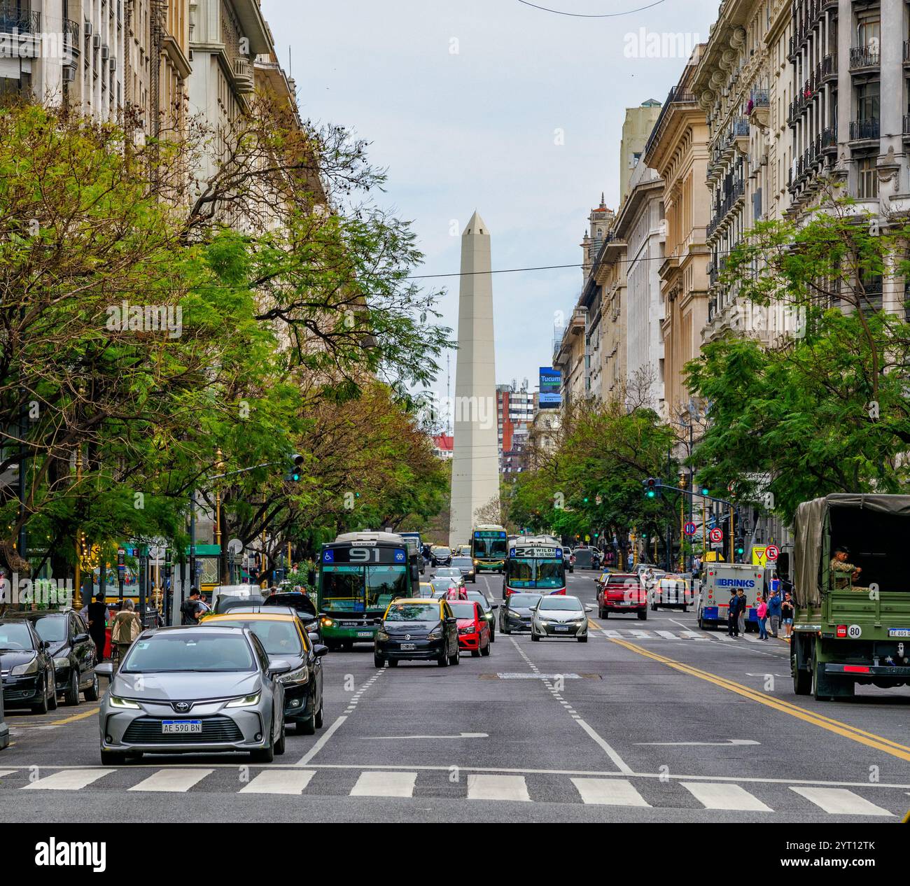 L'Obelisco de Buenos Aires in Plaza de la Republica nel centro della capitale dell'Argentina Foto Stock