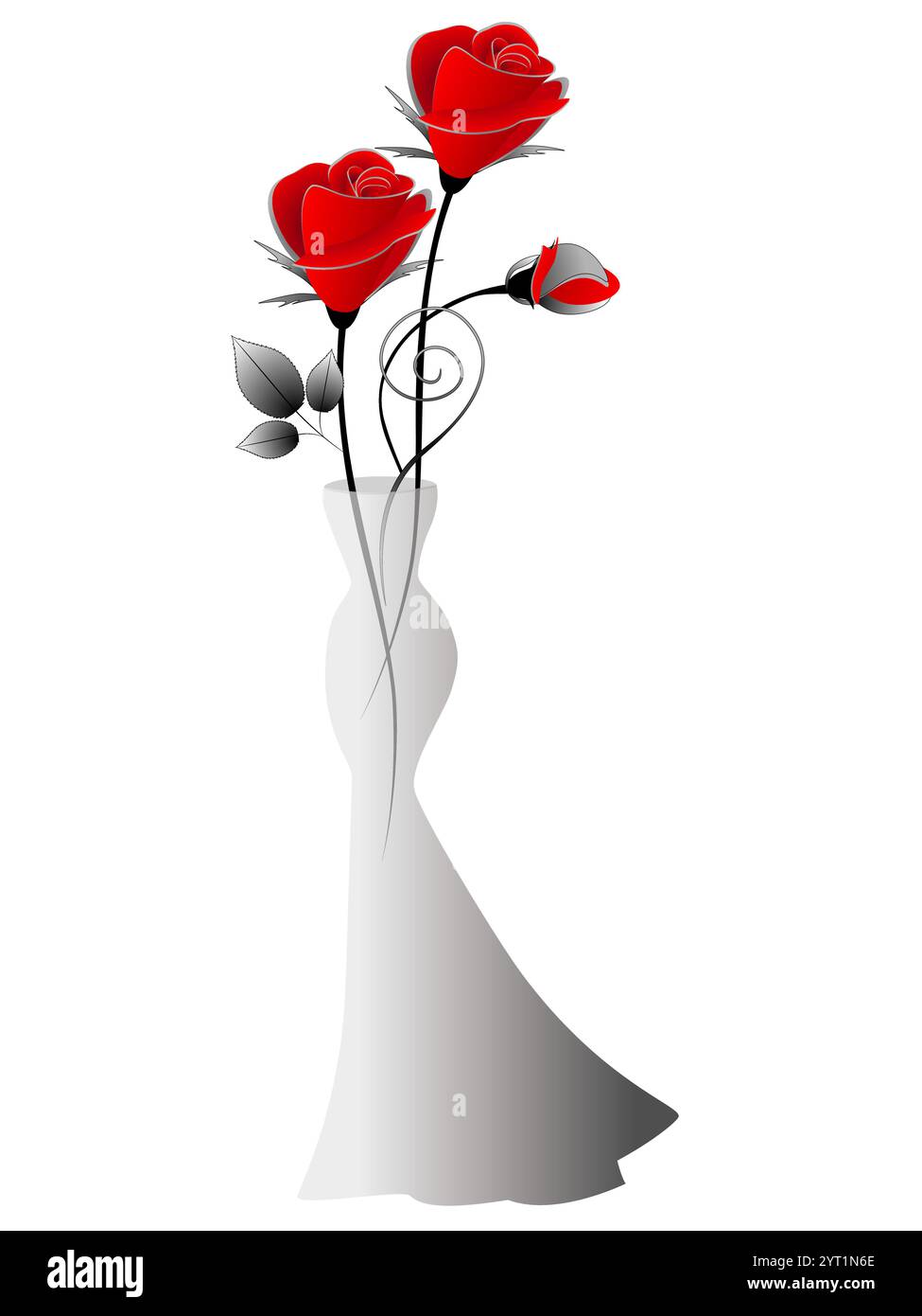 Rose in un vaso, elemento per il design. Illustrazione Vettoriale