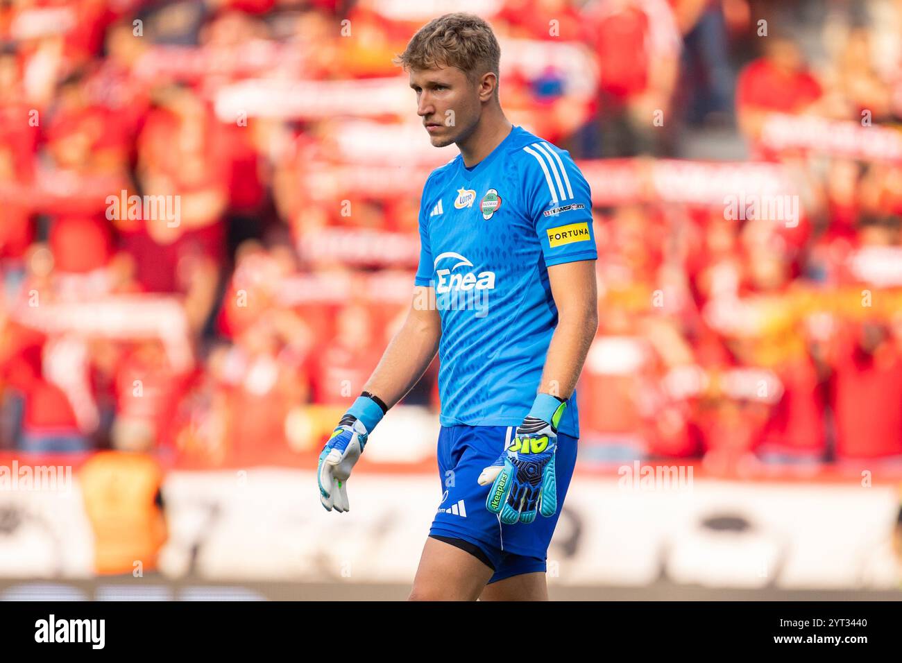 Maciej Kikolski di Radomiak visto durante la partita polacca di PKO Ekstraklasa League tra Widzew Lodz e Radomiak Radom allo stadio municipale di Widzew Lodz. Punteggio finale; Widzew Lodz 3:2 Radomiak Radom. Foto Stock
