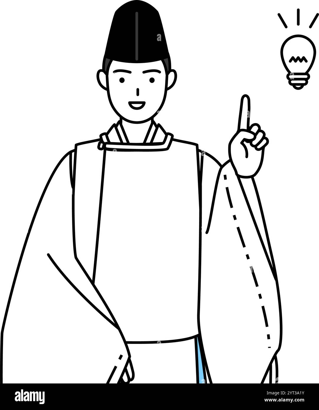 Sacerdote del santuario, con indosso un Eboshi e Kariginu, con un'idea, illustrazione vettoriale Illustrazione Vettoriale