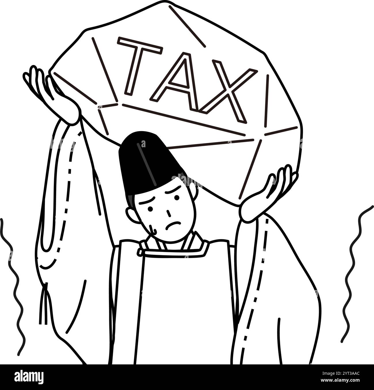 Sacerdote del santuario, con indosso un Eboshi e Kariginu, che soffre di aumenti delle tasse, illustrazione vettoriale Illustrazione Vettoriale