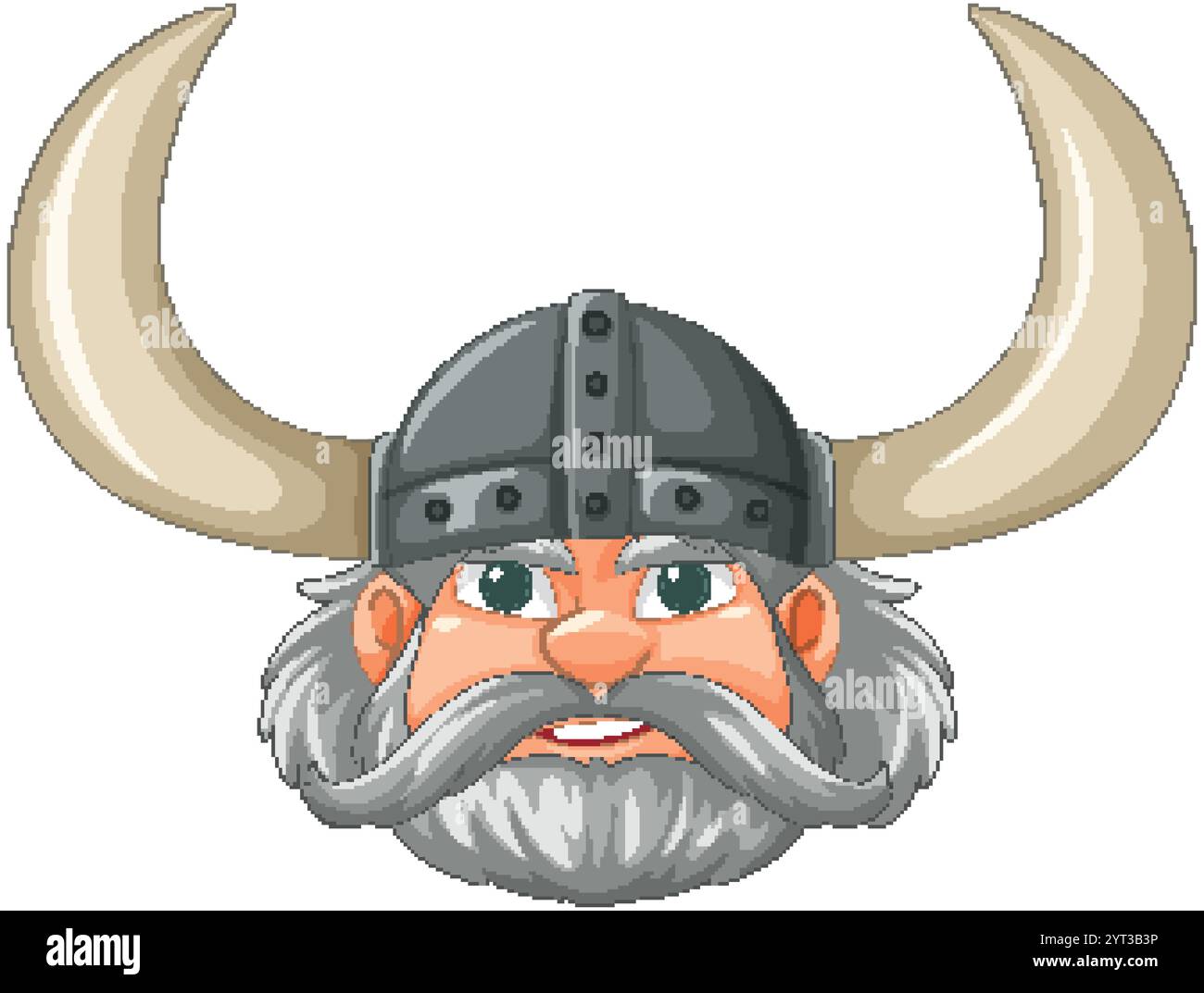 Guerriero vichingo cartoni animati con un casco cornuto Illustrazione Vettoriale