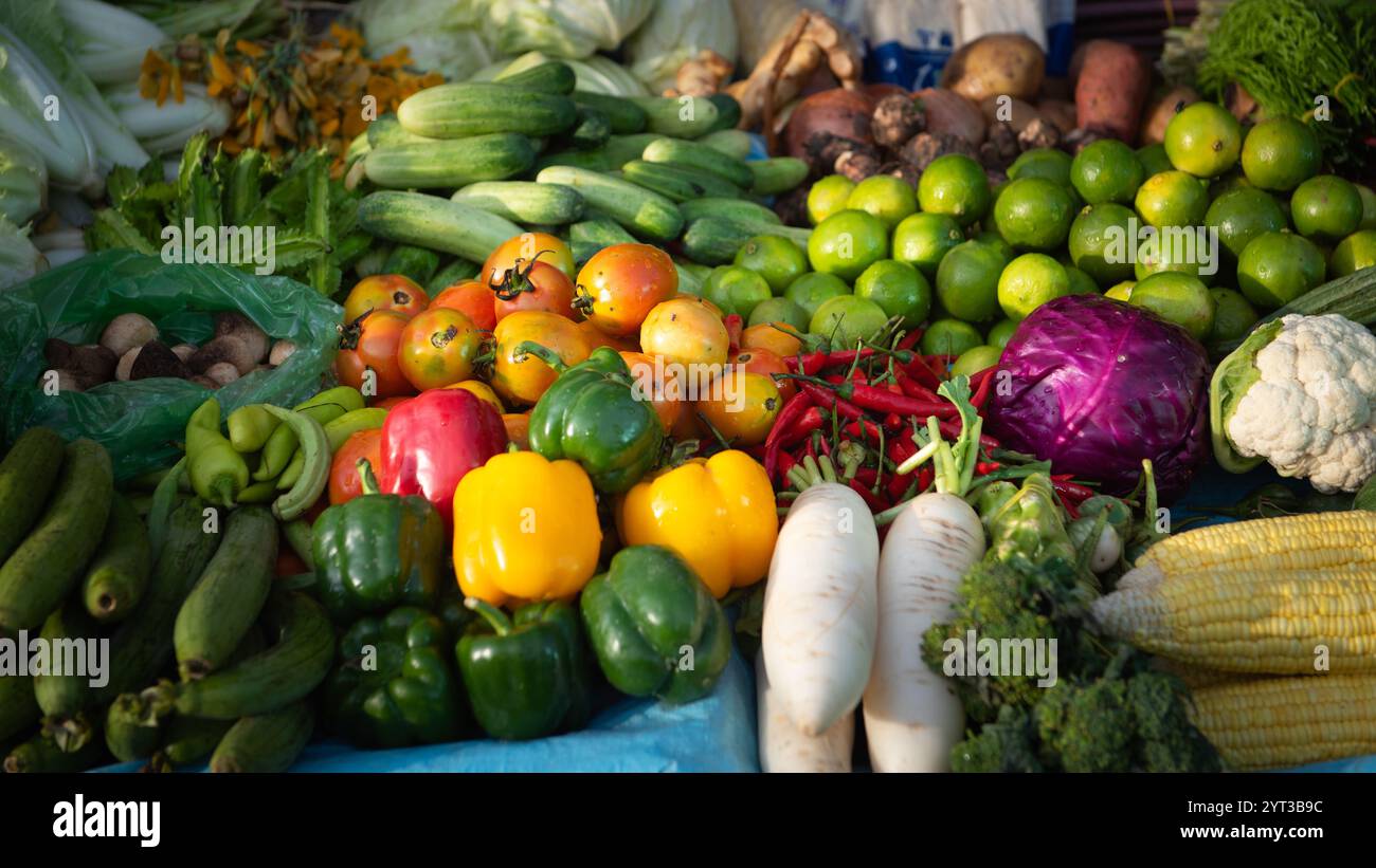 Prodotti freschi al mercato di Stung Treng, Cambogia Foto Stock