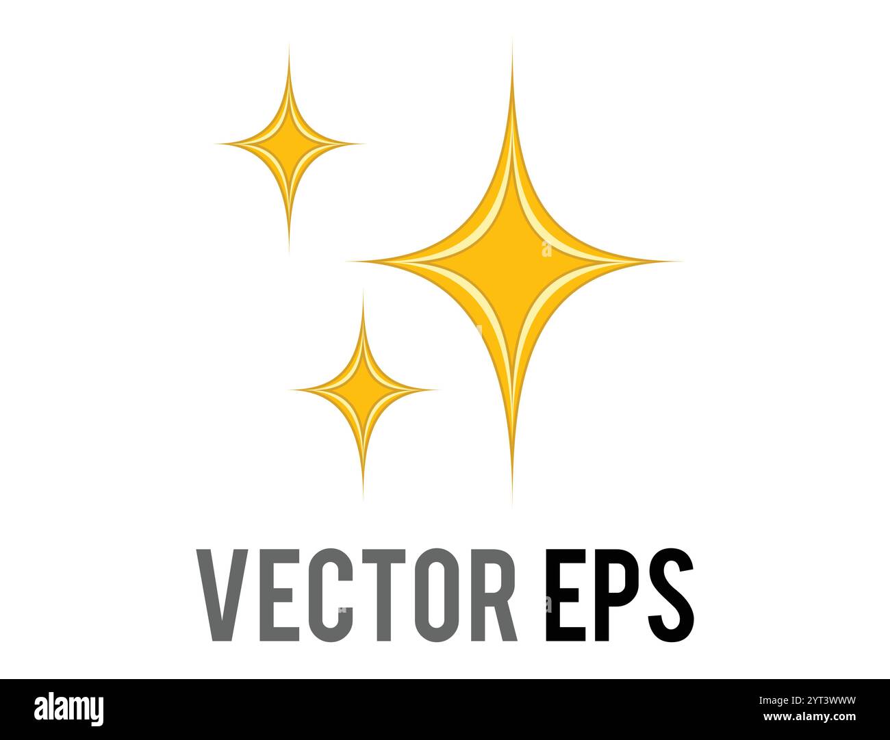 Il vettore isolato, scintillanti lampi di scintille, l'icona gialla piatta a quattro punte, indica amore, felicità, bellezza, gratitudine ed eccitazione Illustrazione Vettoriale