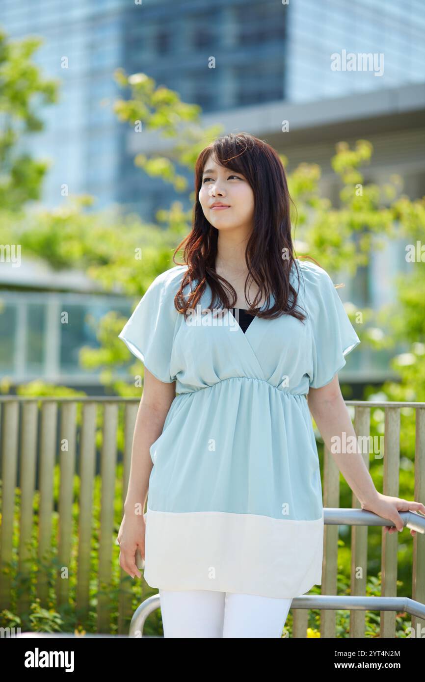 Donna con bellissimi capelli Foto Stock