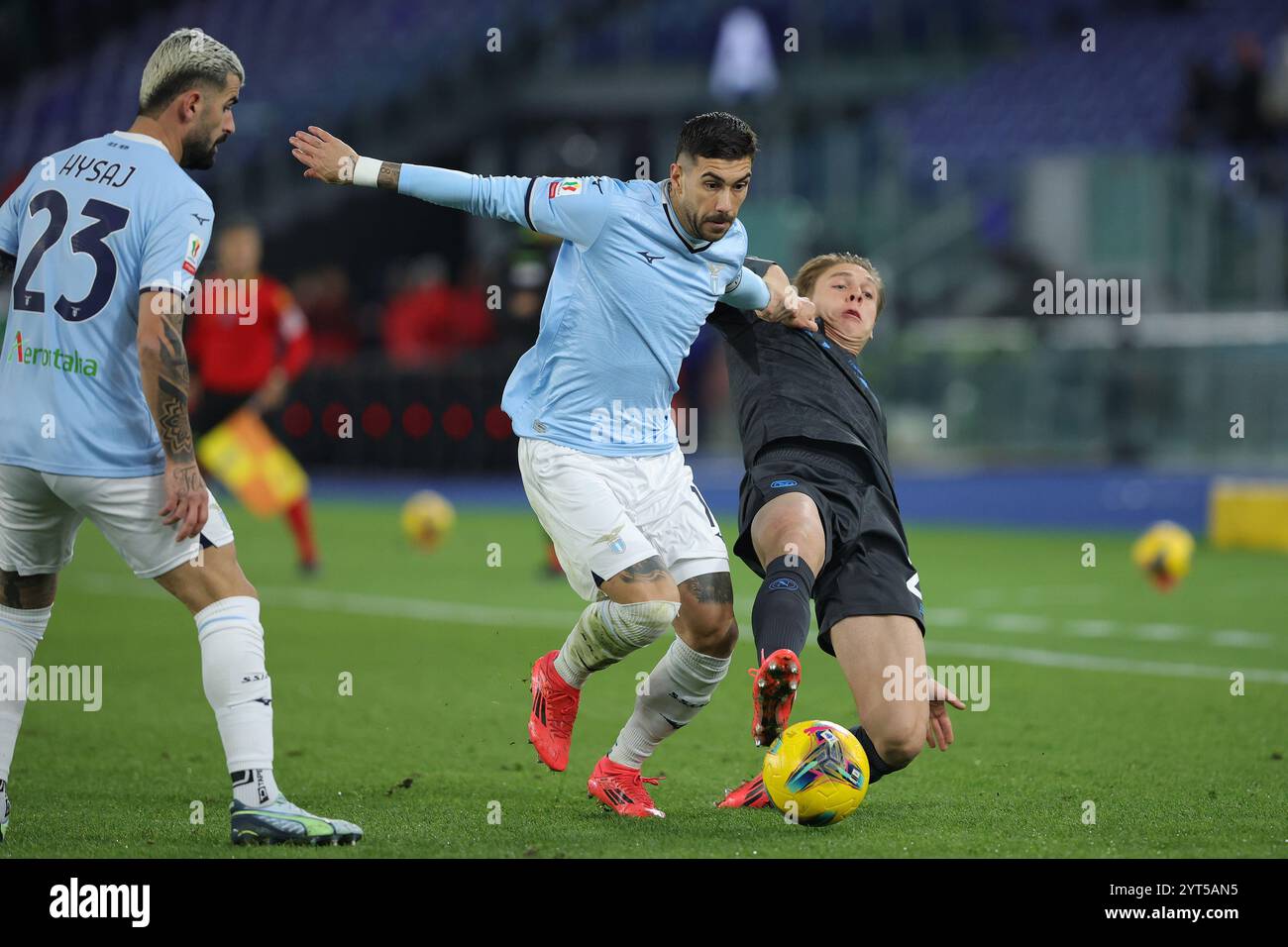 Roma, Italia. 5 dicembre, 2024. Mattia Zaccagni della Lazio in azione durante la Coppa Italia, turno di 16 partite di calcio tra SS Lazio e S Foto Stock