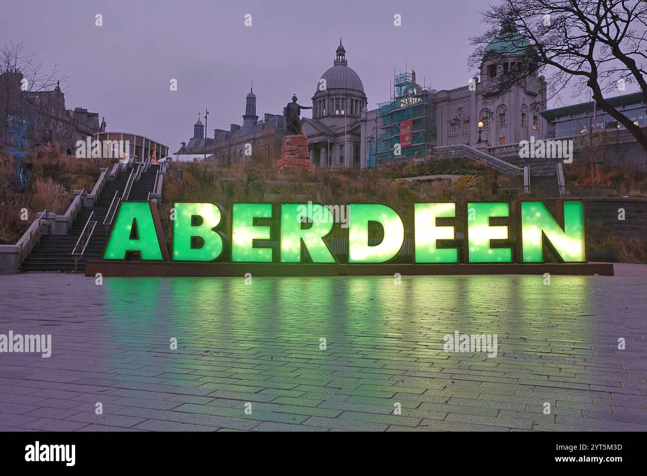 Insegna di Aberdeen a Union Terrace Gardens Aberdeen Scozia novembre 2024 Foto Stock