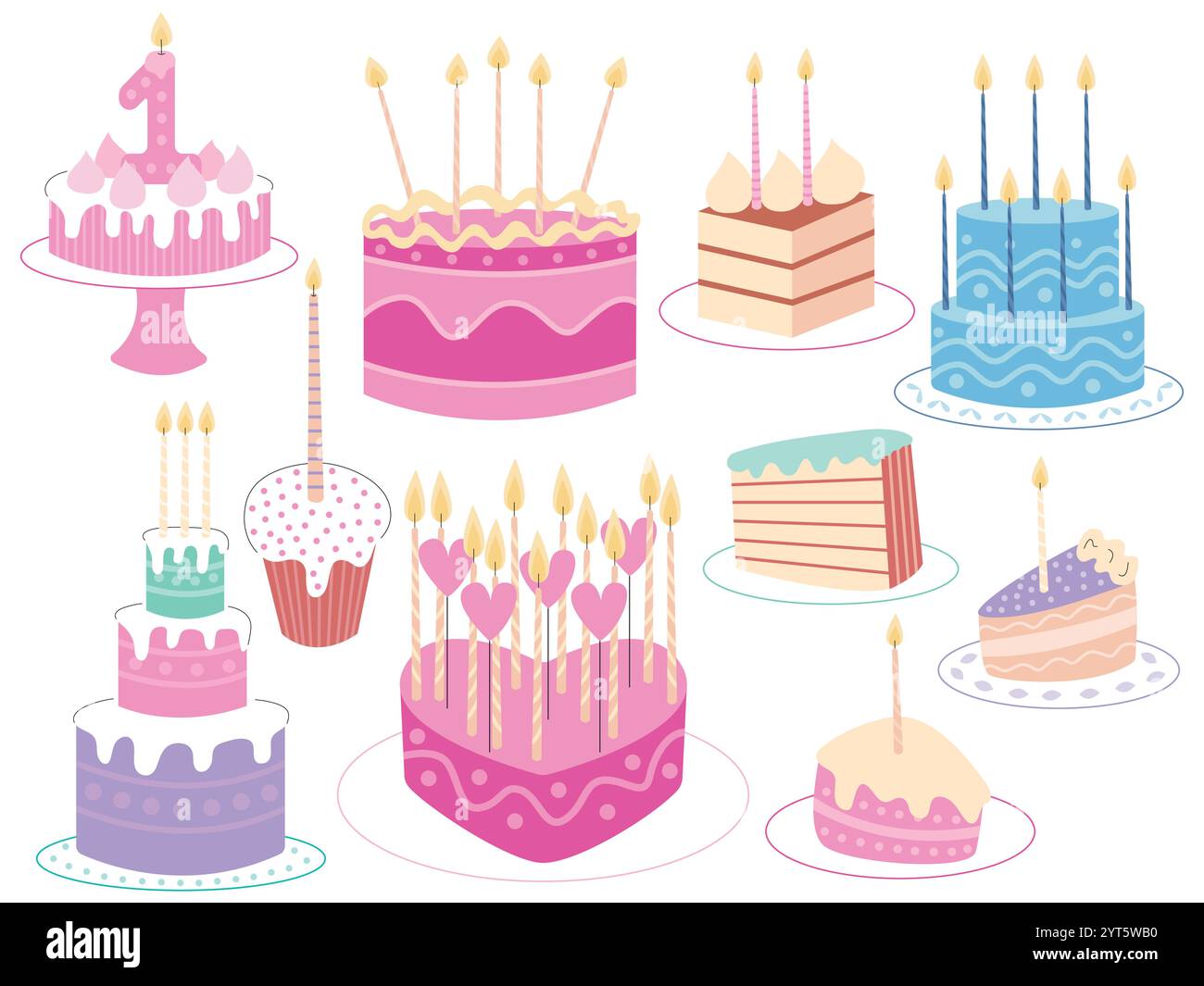 Cartolina Di Auguri Di Buon Compleanno. Torta Con Candele E Lettera a Mano Illustrazione Vettoriale - Illustrazione di candela, congratulisi: 214541658