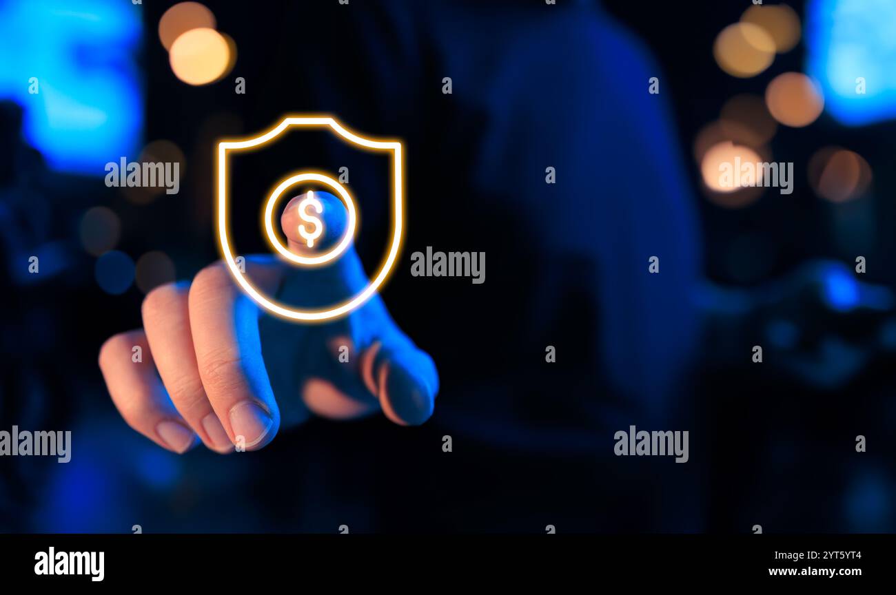 La protezione delle attività finanziarie di un’impresa è essenziale. Questa immagine sottolinea l'importanza di transazioni finanziarie sicure e di strumenti che aiutino il busine Foto Stock