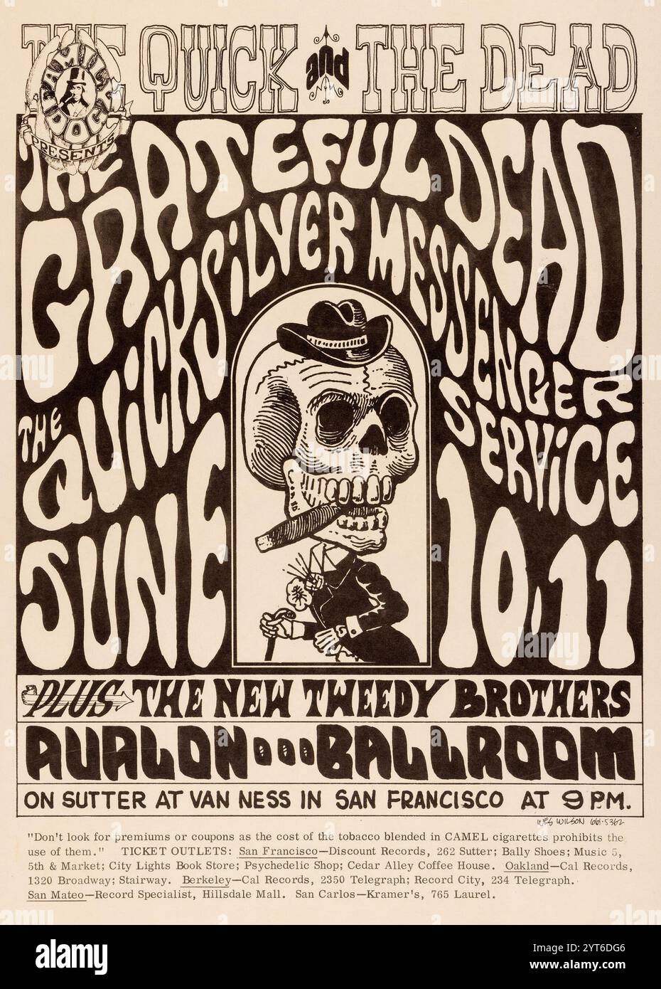 Family Dog presenta Grateful Dead, Quicksilver Messenger Service, The New Tweedy Brothers, 'The Quick & the Dead' 1966 Avalon Ballroom poster - Wes Wilson artwork. Foto Stock