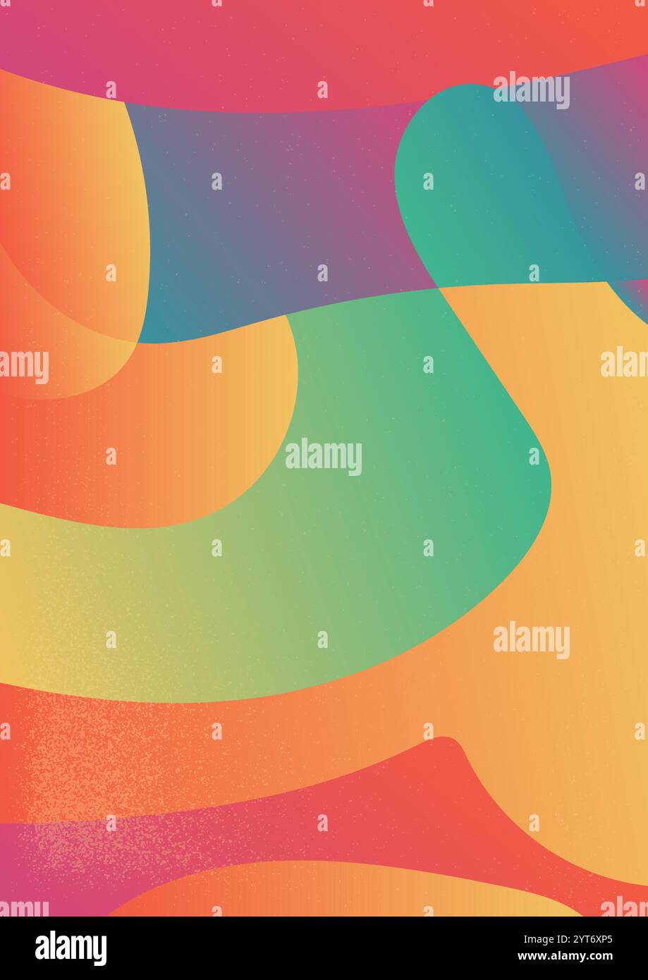 Sfumatura texture rétro in tonalità calde. Sfondo gradiente astratto con flusso. La sottile trama granulosa aggiunge un'illustrazione vettoriale retrò e dinamica Illustrazione Vettoriale