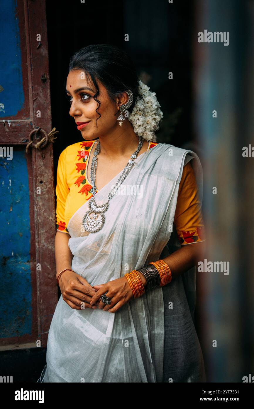 Calcutta, India, Ritratto di una donna indiana Foto Stock