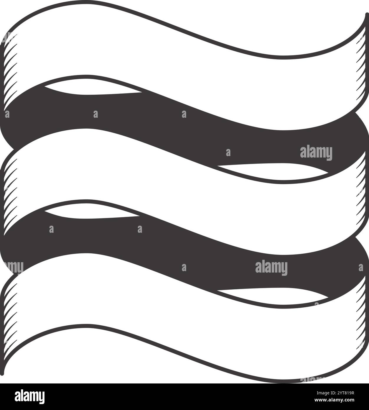 Tre eleganti nastri ondulati creano un elemento decorativo, perfetto per aggiungere un tocco di eleganza e raffinatezza a qualsiasi progetto di design Illustrazione Vettoriale