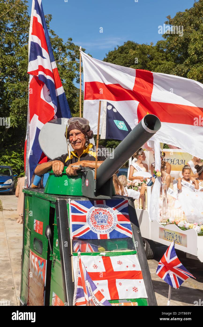 Inghilterra, Kent, dover, dover Carnival, famoso raccolta fondi e inventore Tim Bell di Sheppey Foto Stock