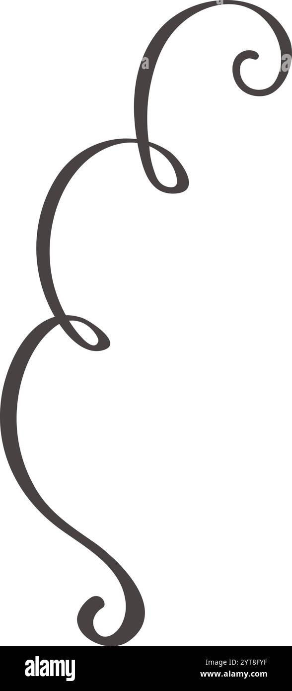 Eleganti vortici disegnati a mano formano un bordo verticale decorativo, aggiungendo un tocco di raffinatezza e grazia a inviti, cartoleria o web design Illustrazione Vettoriale