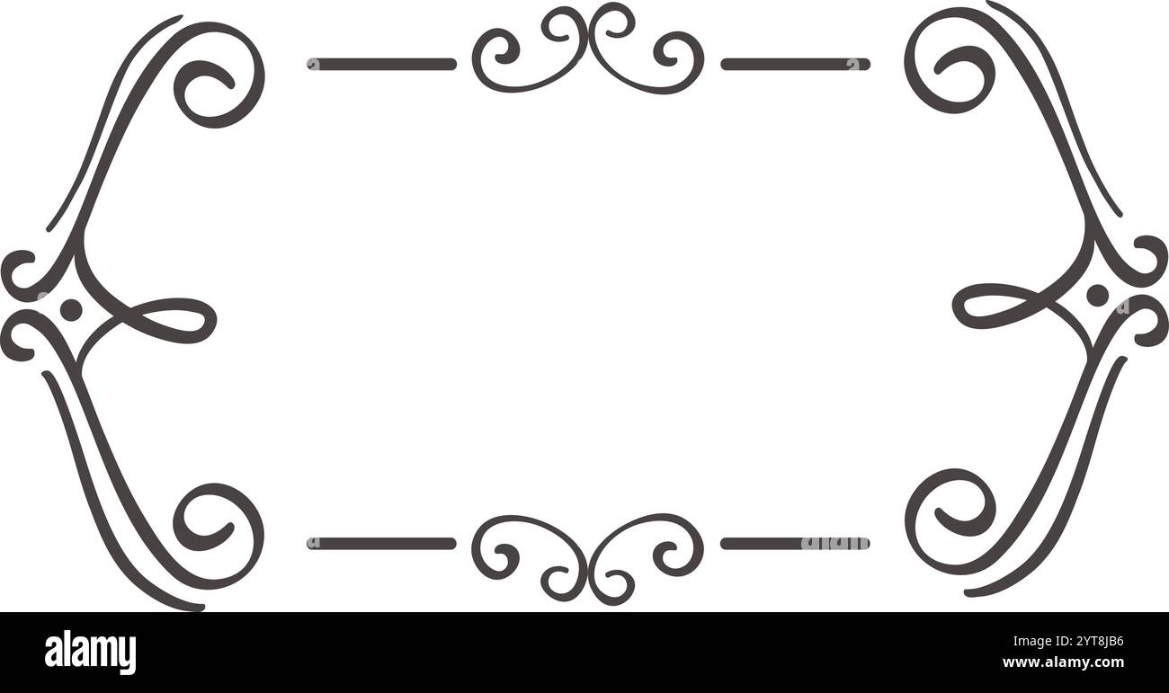 Cornice rettangolare decorata con eleganti decorazioni e rombi, per creare un bordo sofisticato per testo o immagini, perfetto per gli inviti Illustrazione Vettoriale