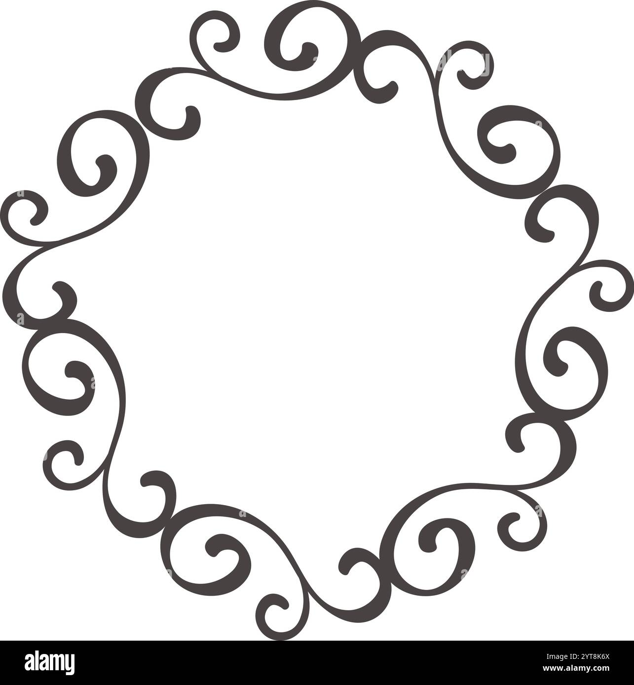 La cornice decorativa rotonda con eleganti decorazioni crea un design classico e decorato, ideale per valorizzare inviti, loghi o vari tipi di inviti Illustrazione Vettoriale