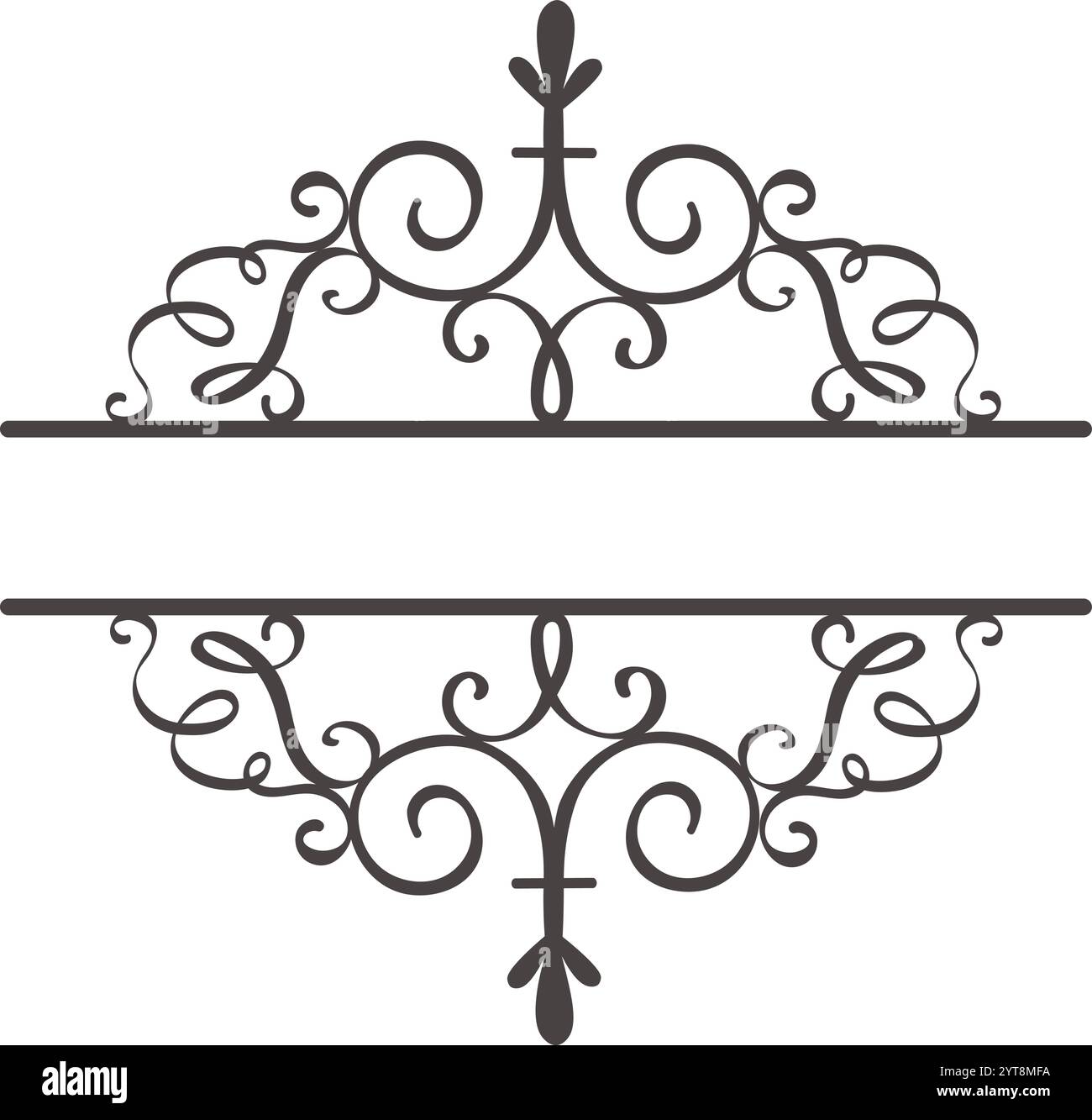 L'eleganza si fa notare e si ruota per creare una cornice decorativa sofisticata, perfetta per aggiungere un tocco di design classico a titoli, testi, inviti o. Illustrazione Vettoriale