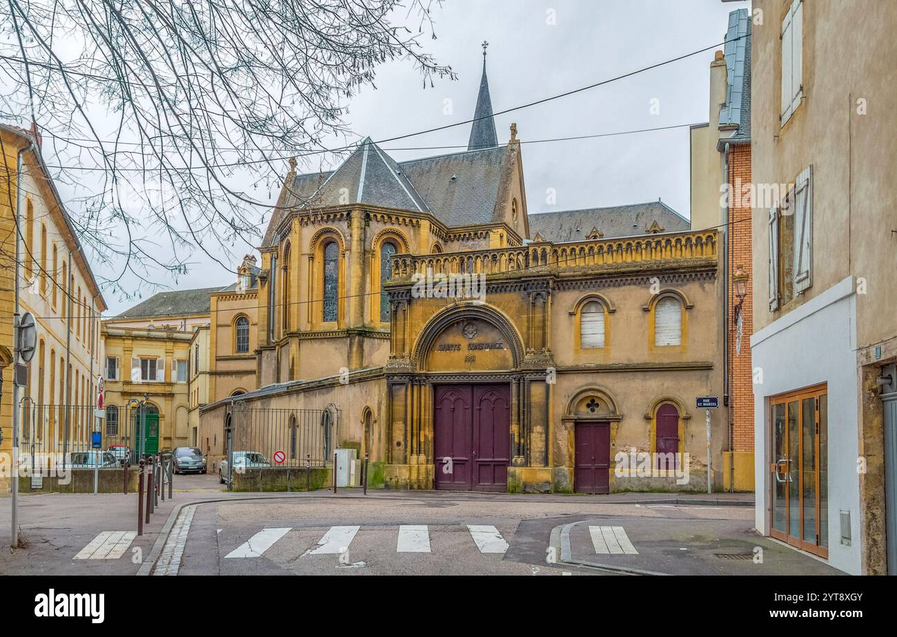 Impressione di una città di nome Metz, situata nella regione della Lorena in Francia in inverno Foto Stock