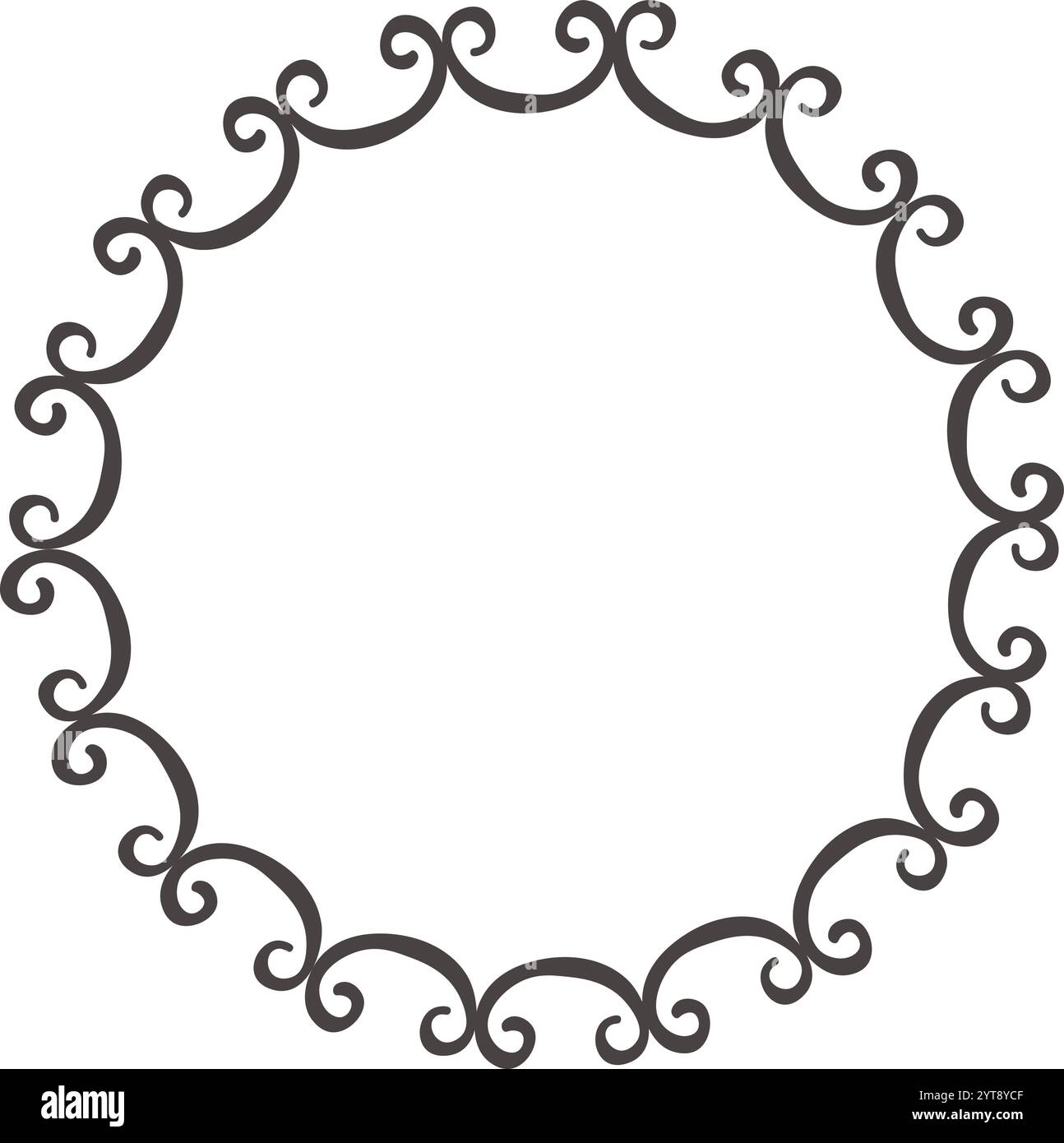 Cornice decorativa rotonda con vortici che creano un bordo elegante, perfetta per inviti, annunci o qualsiasi progetto di design che necessiti di un tocco Illustrazione Vettoriale