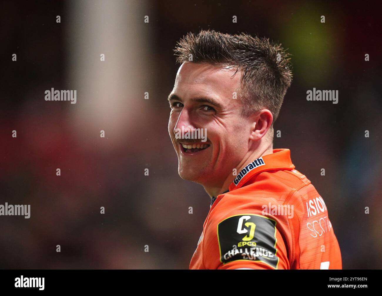 Ross McCann di Edimburgo durante la partita della Challenge Cup al Kingsholm Stadium di Gloucester. Data foto: Venerdì 6 dicembre 2024. Foto Stock