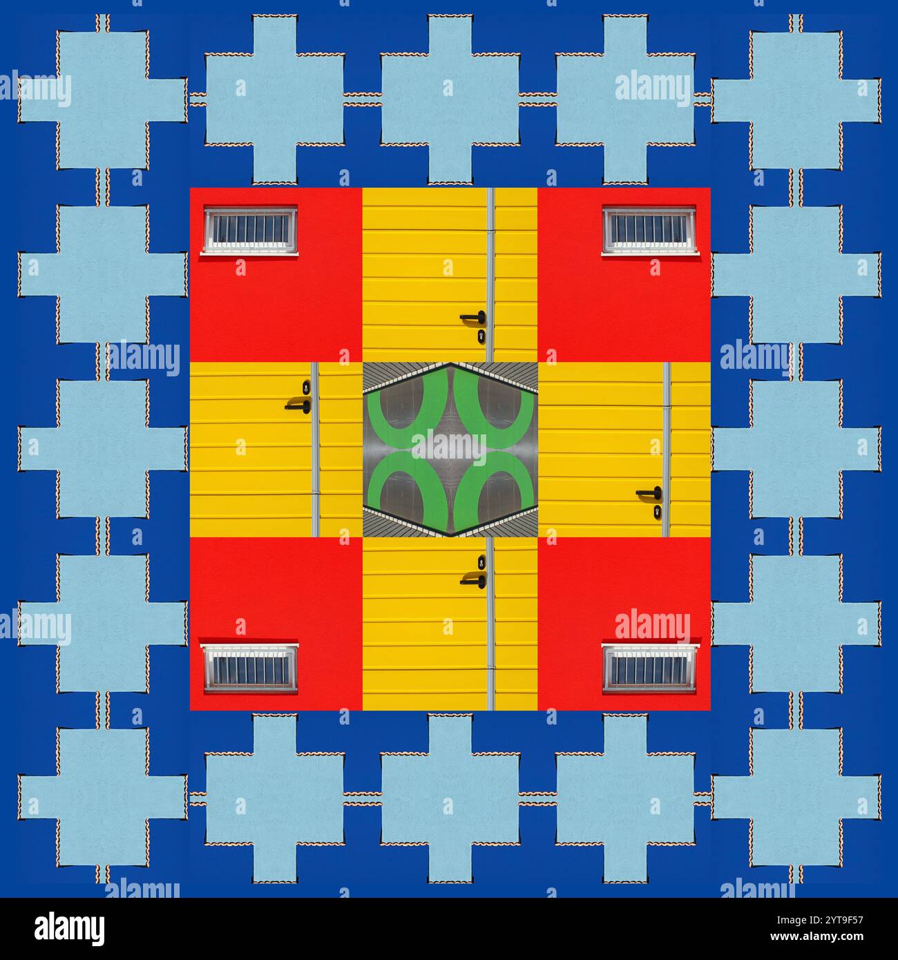 Collage fotografico rosso-giallo-verde-blu Foto Stock