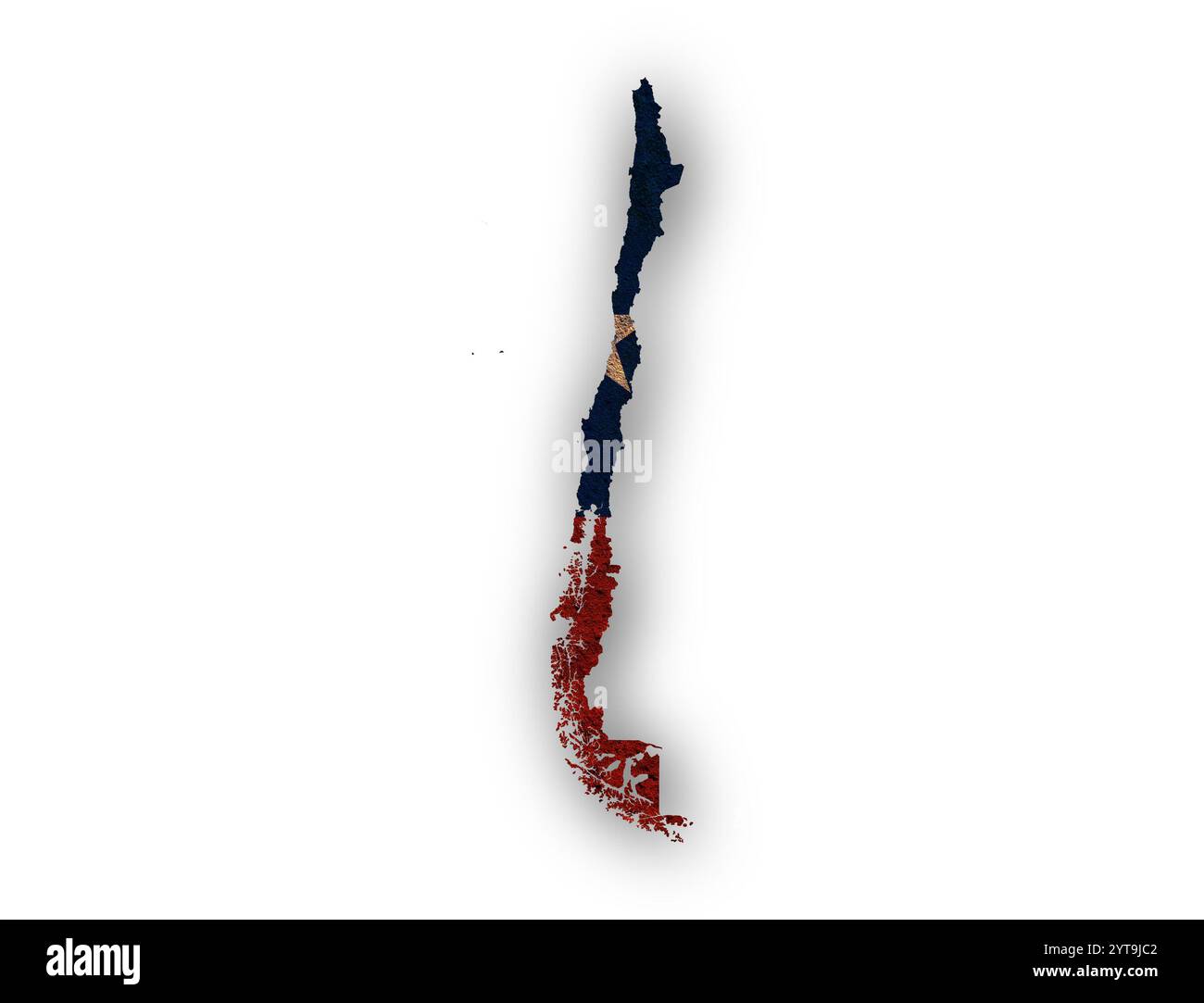 Mappa e Bandiera del Cile sulle vecchie lenzuola Foto Stock