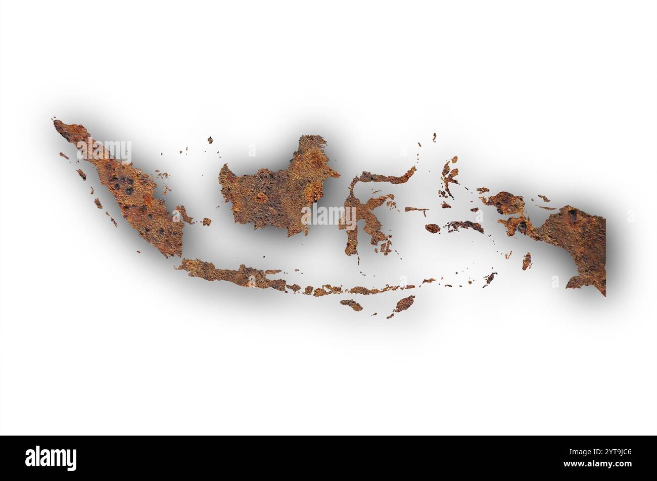 Mappa dell' Indonesia sul metallo arrugginito Foto Stock