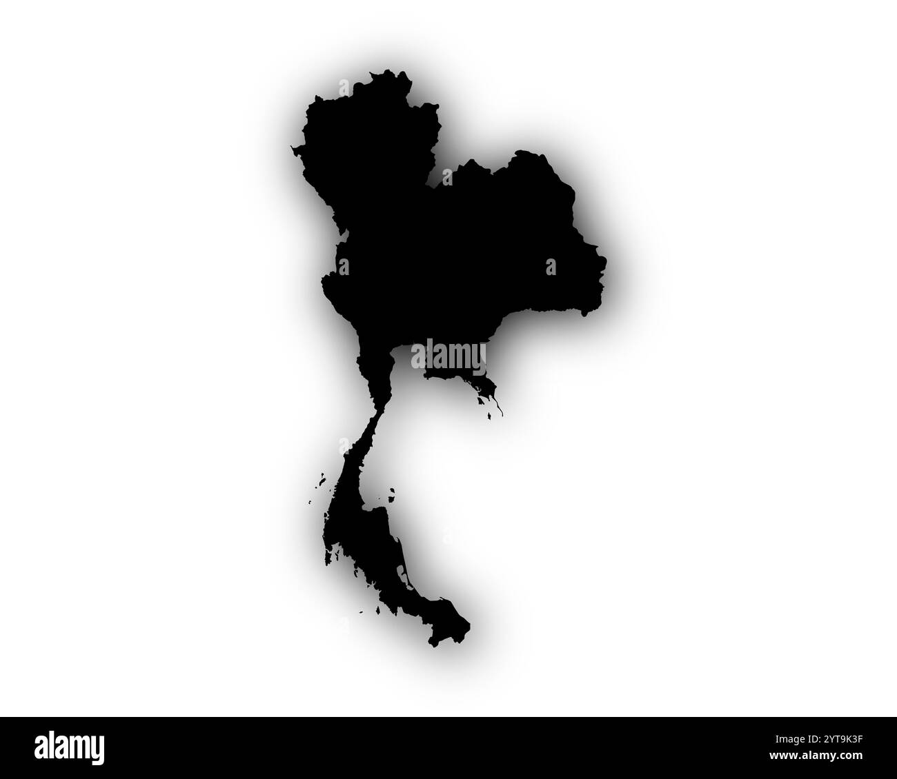 Mappa della Thailandia con ombre Foto Stock