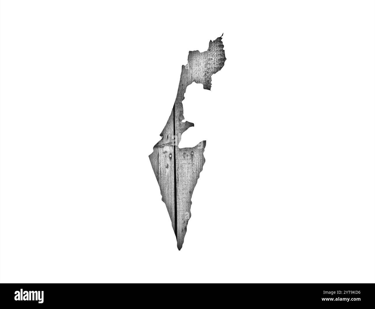 Mappa di Israele su legno stagionato Foto Stock
