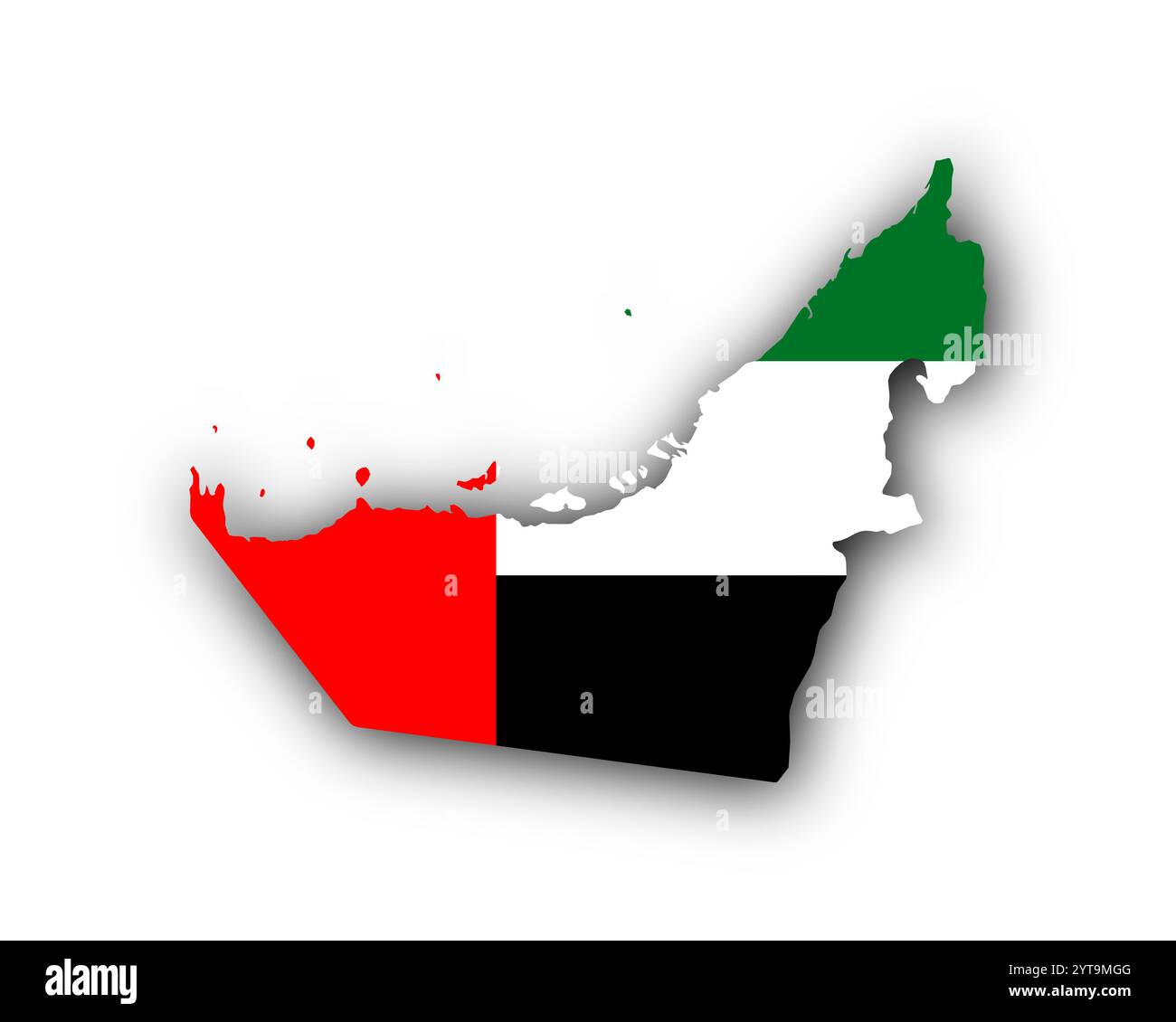 Mappa e Bandiera degli Emirati Arabi Uniti Foto Stock