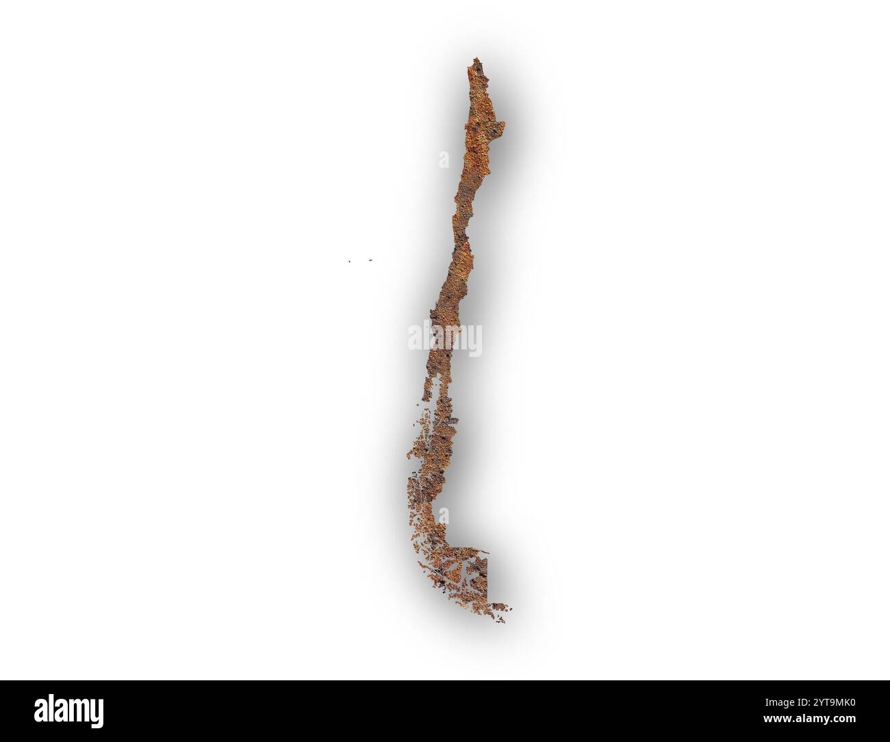 Mappa di Cile su metallo arrugginito Foto Stock