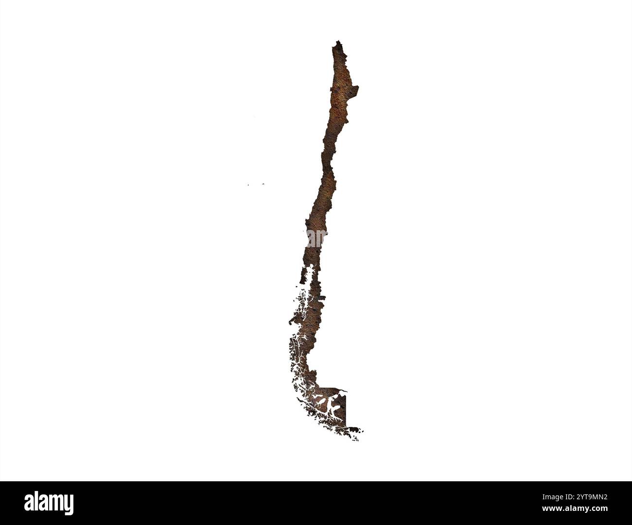 Mappa di Cile su metallo arrugginito Foto Stock