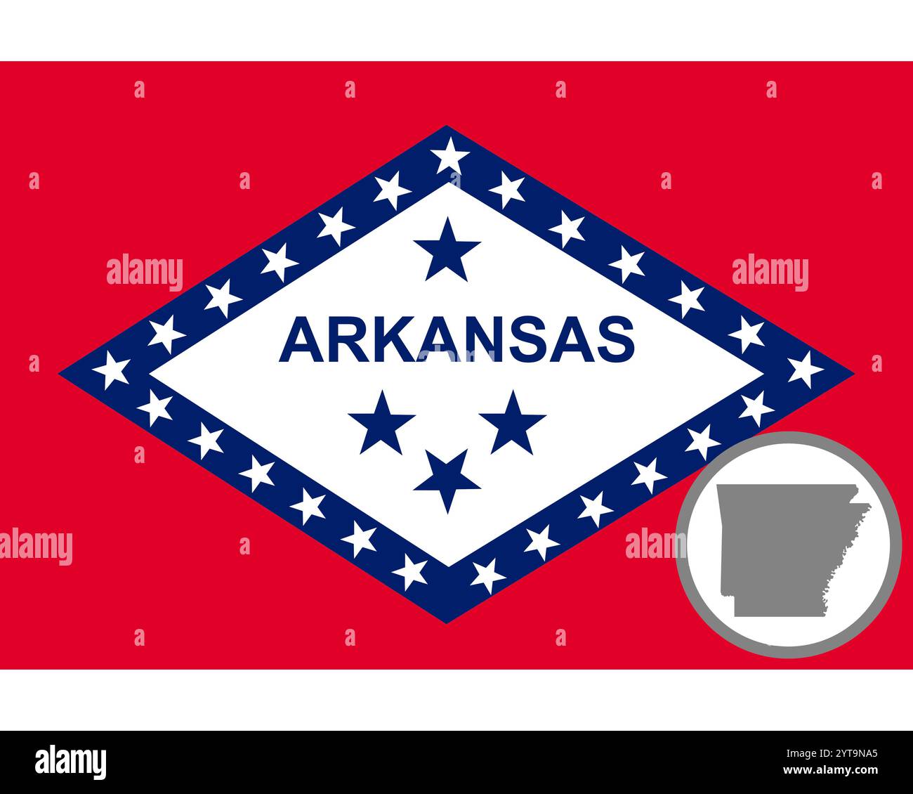 Bandiera e mappa dell'Arkansas Foto Stock