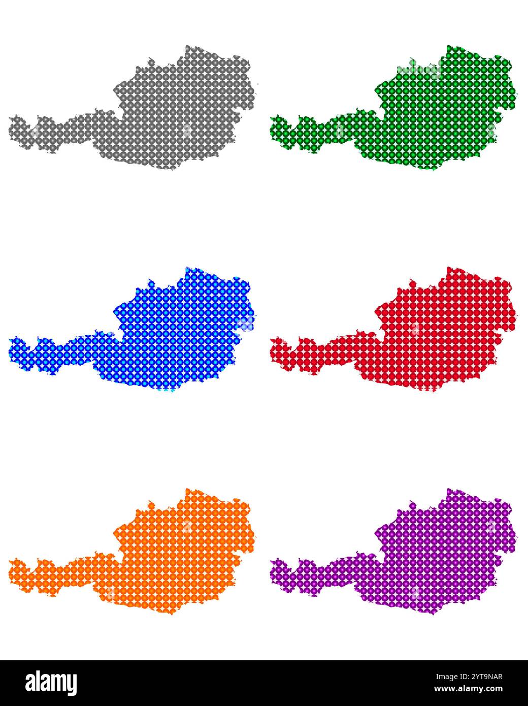 Mappe di Austria in cerchi Foto Stock
