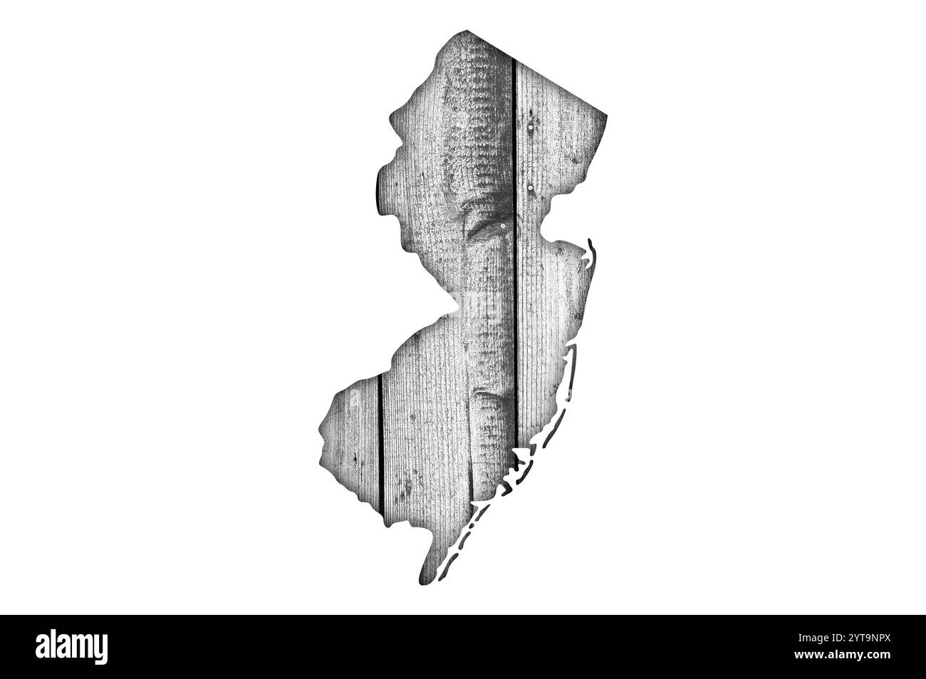 Mappa di New Jersey su legno stagionato Foto Stock