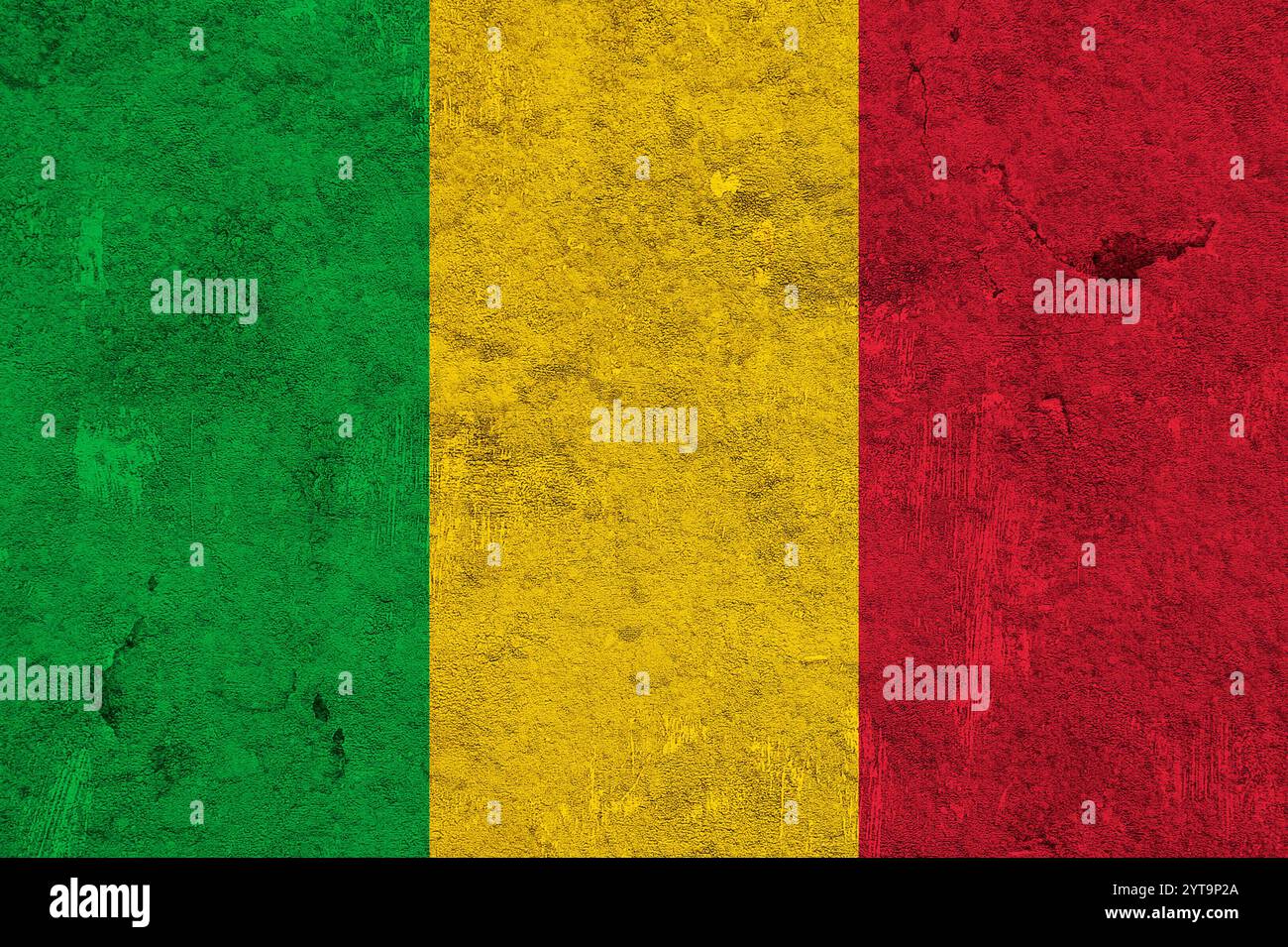 Bandiera del Mali su cemento intemperie Foto Stock