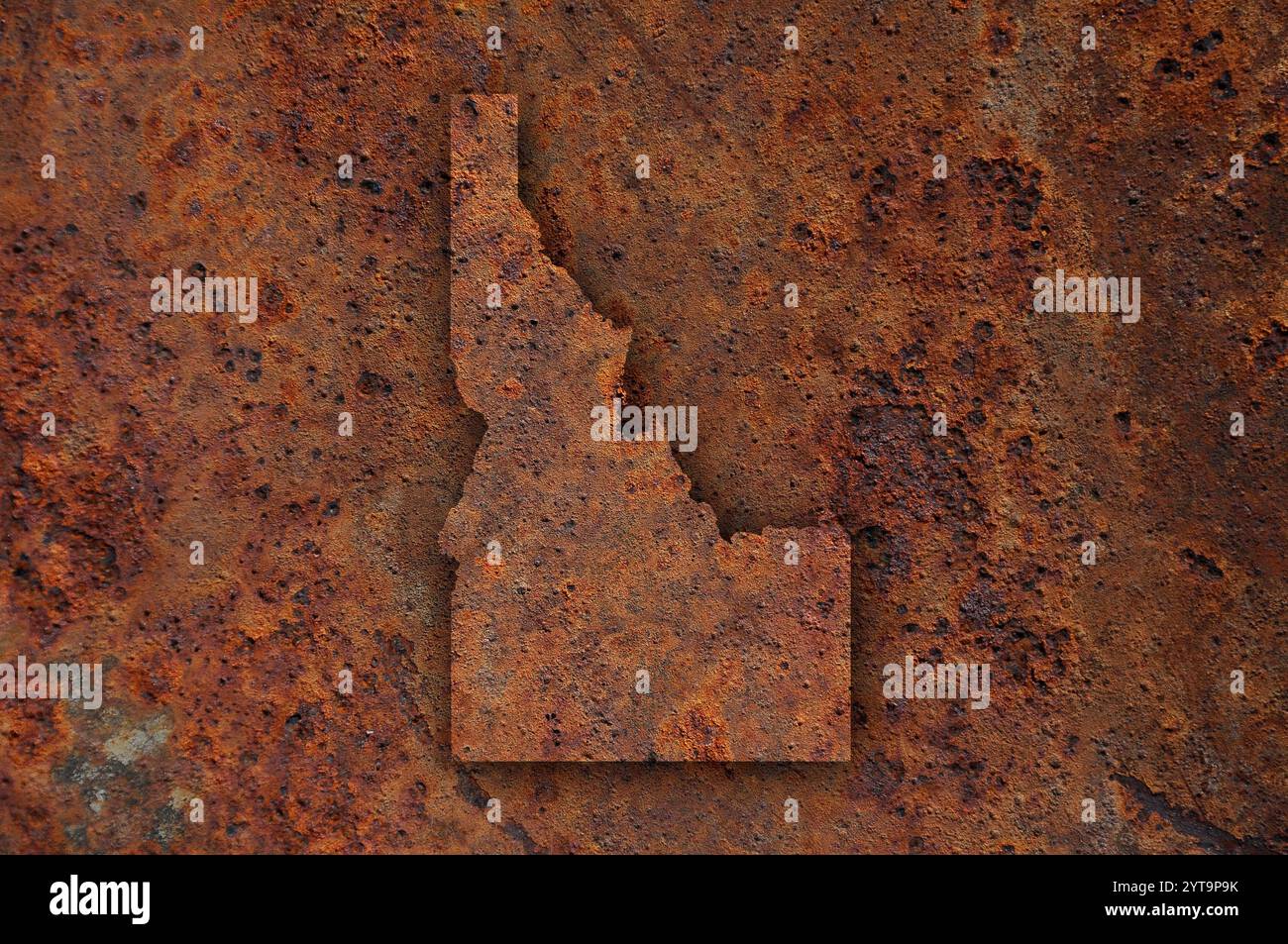 Mappa di Idaho sul metallo arrugginito Foto Stock