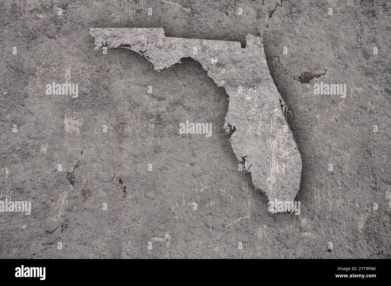 Mappa della Florida su cemento intemperie Foto Stock