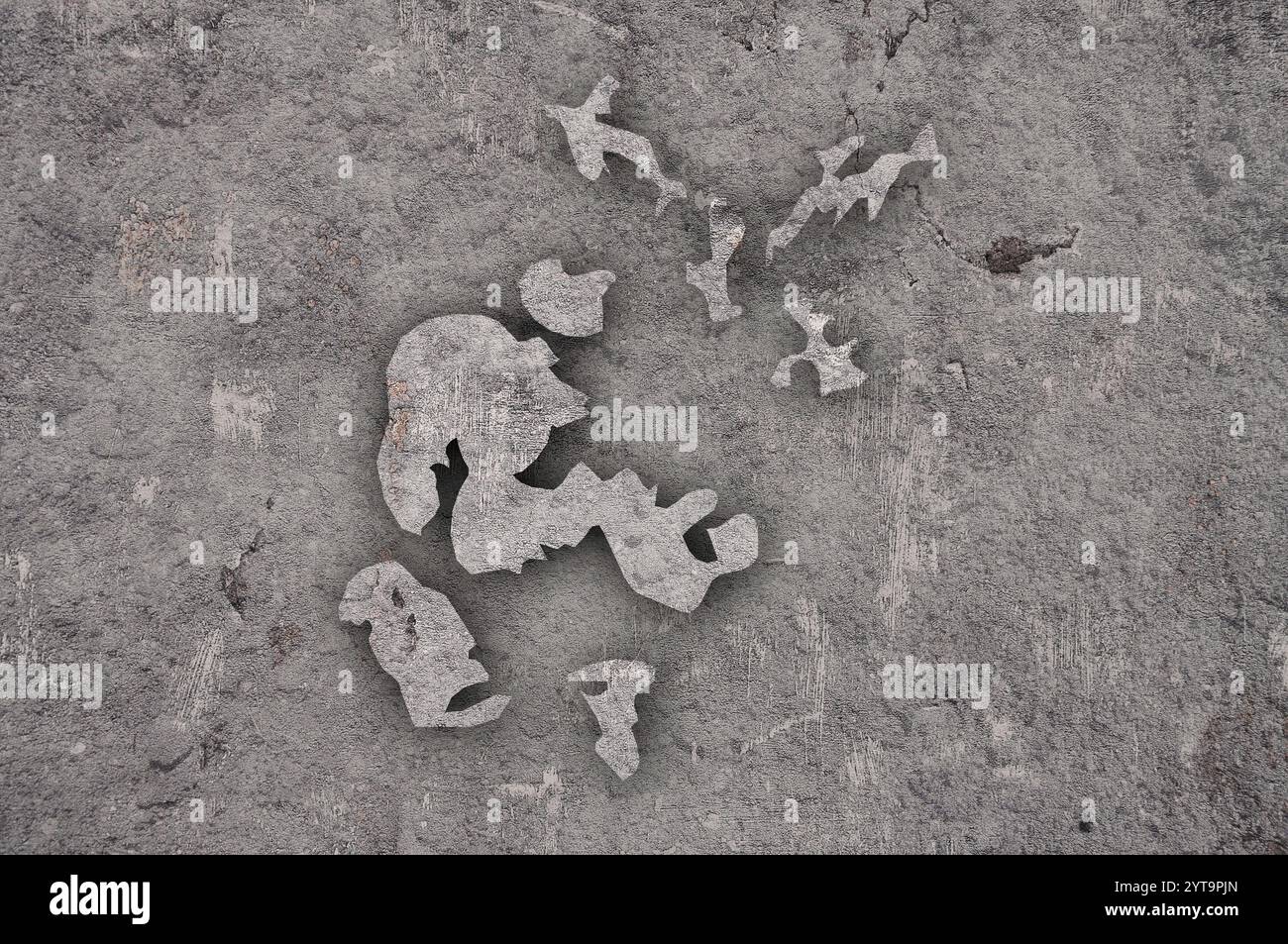 Mappa di Orkney su cemento stagionato Foto Stock