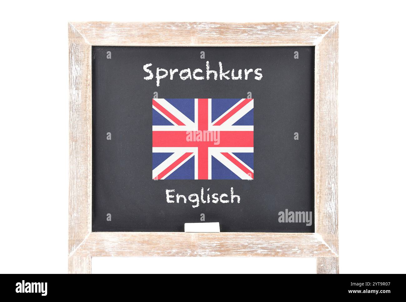 Corso di lingua con bandiera sulla lavagna Foto Stock
