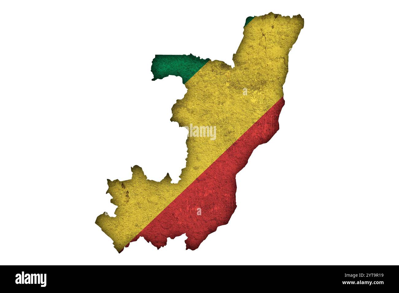 Mappa e bandiera della Repubblica del Congo su cemento intemprato Foto Stock