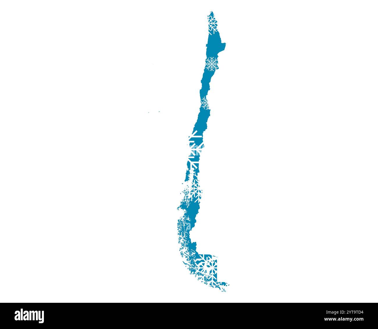 Mappa di Cile con i fiocchi di neve Foto Stock