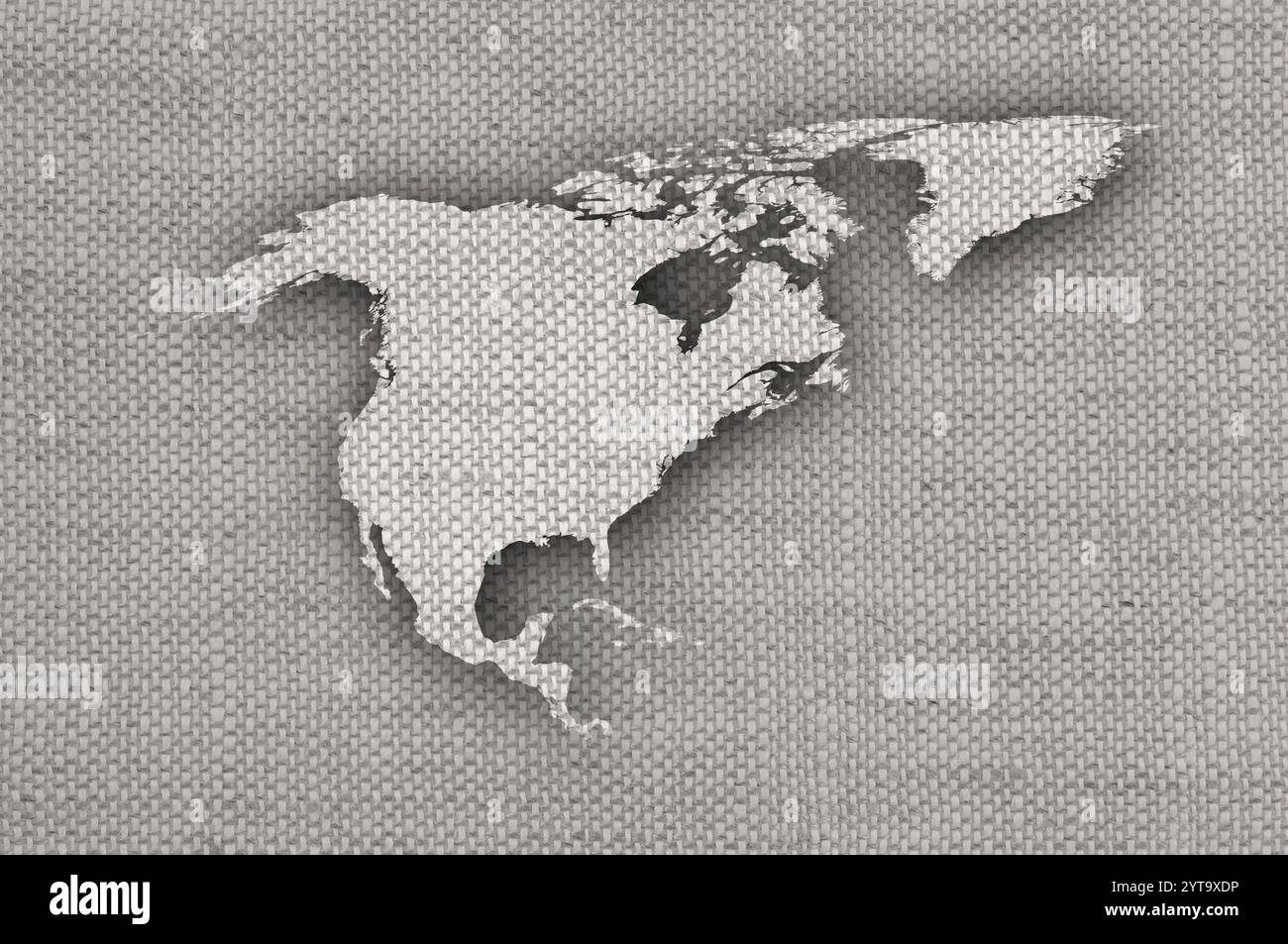 Mappa del Nord America su vecchie lenzuola Foto Stock