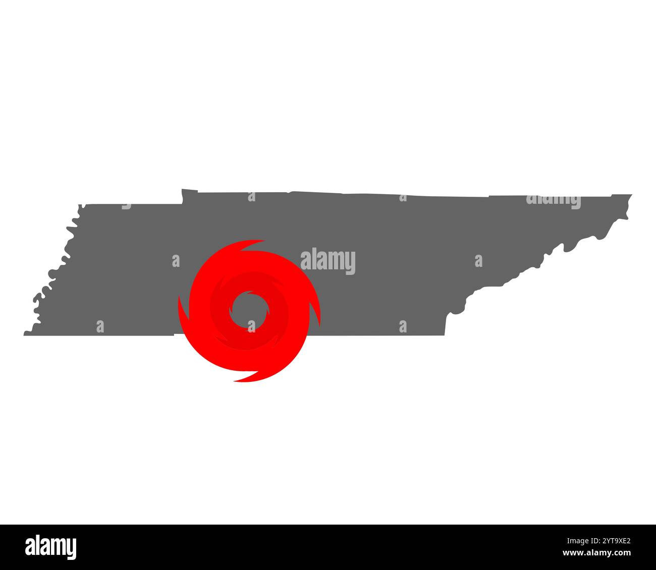 Mappa del Tennessee e il simbolo di uragano Foto Stock